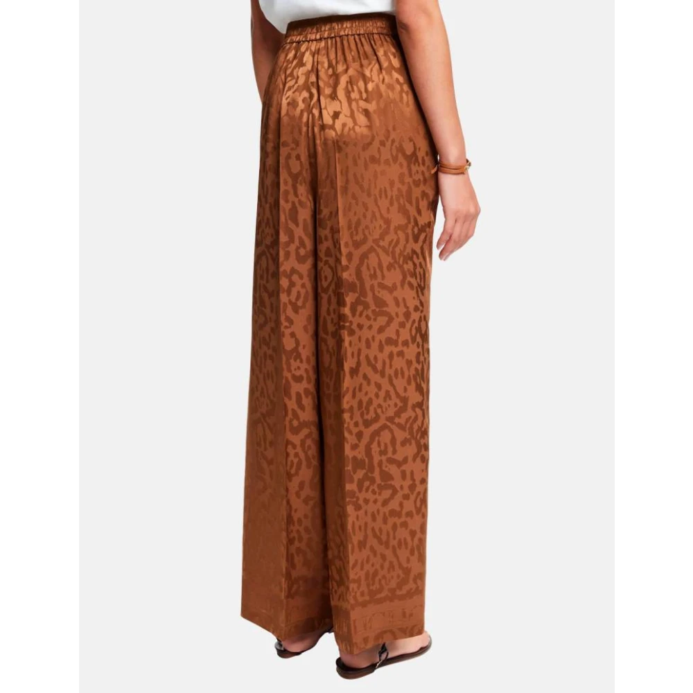 Carolina Herrera Zijden Jacquard Rechte Pijp Broek Brown Dames