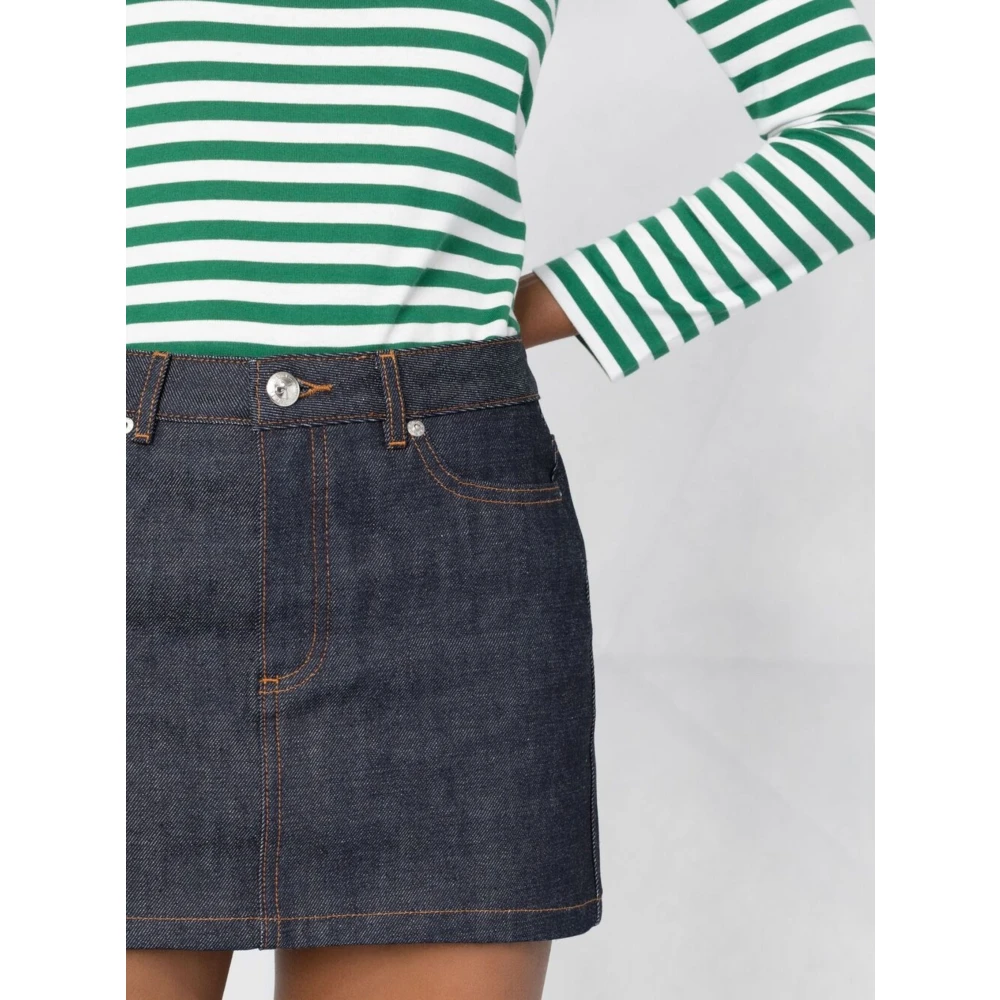 A.p.c. Blauwe Denim Rok met Ritssluiting Blue Dames