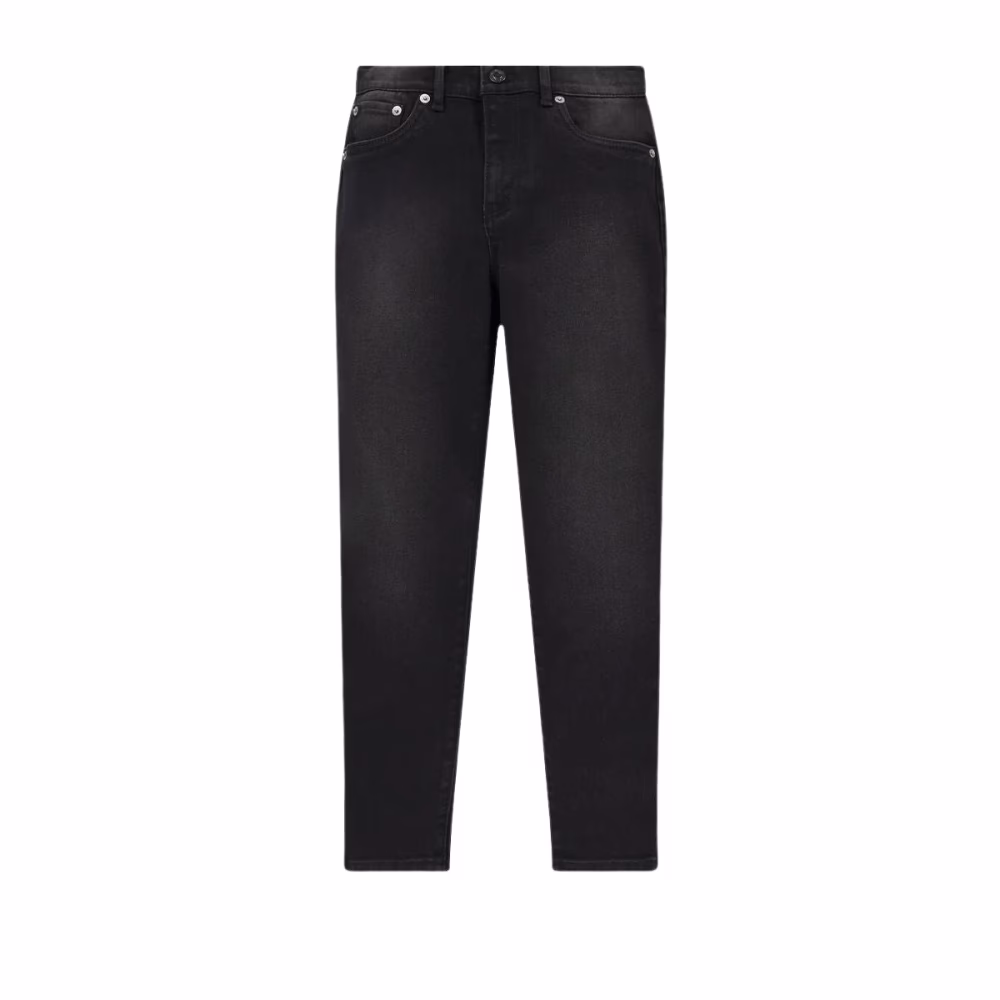 High-Waist Dark Wash Stretch Jeans mit vorderen Rissen