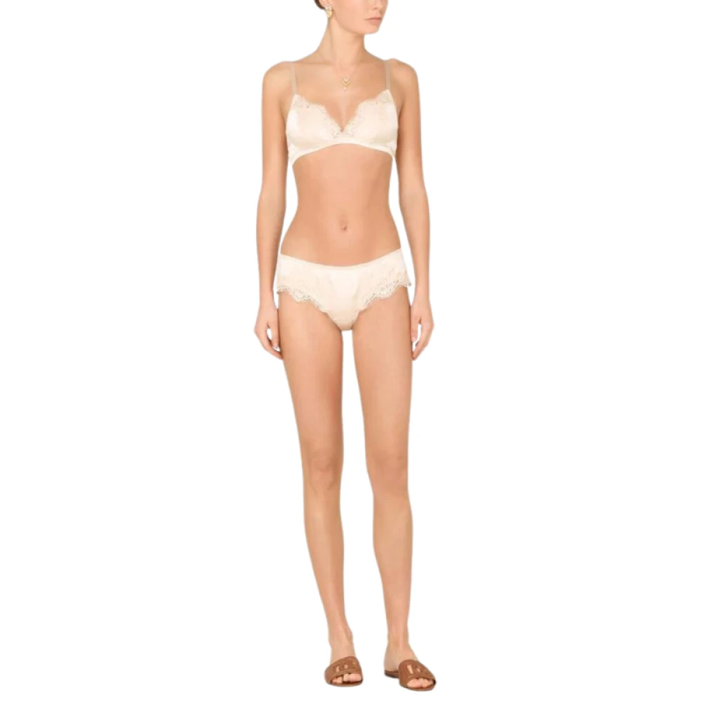 Dolce & Gabbana Balconette Satijnen Kant Beha White Dames