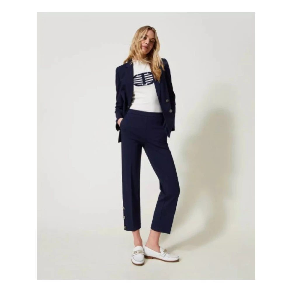 Twinset Straight Trousers Blue Dames