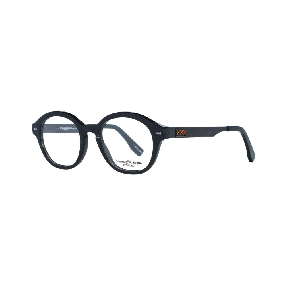 Ermenegildo Zegna Zwarte Ronde Hoorn Optische Frames Black Heren