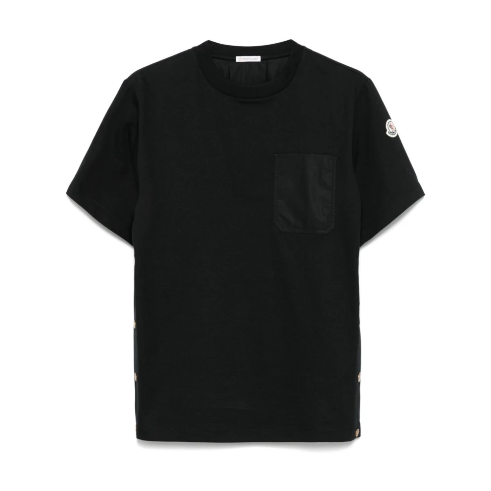 Moncler Zwarte T-shirts en Polos met Logo Patch Black Dames