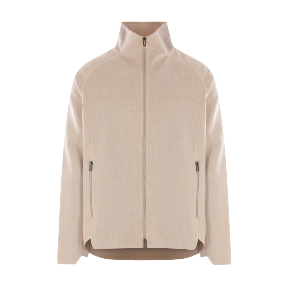 Sease Lichte Beige Wollen Jas met Hoge Kraag Beige Heren
