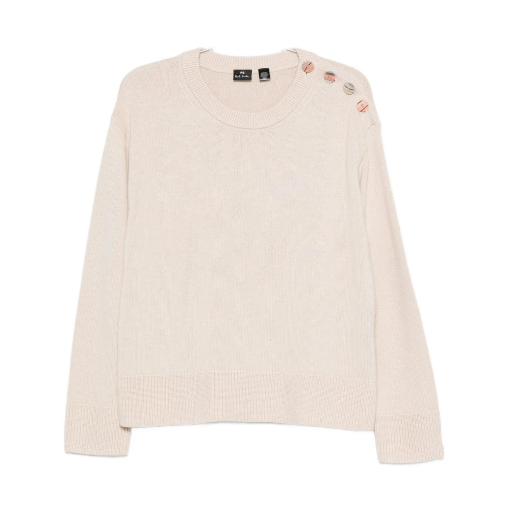 Ps By Paul Smith Women's Beige Round-Neck Knitwear With Unique Design