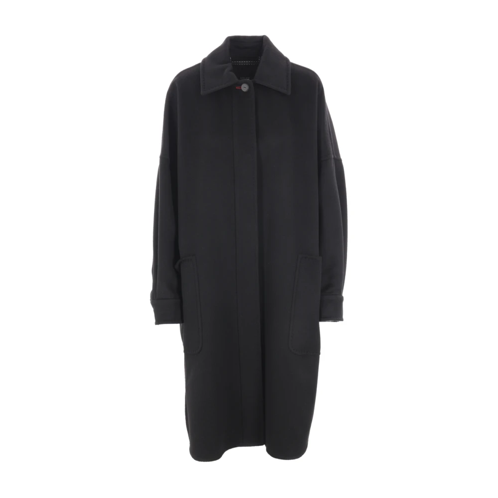 Max Mara Zwarte Kasjmier Oversized Jas Black Dames