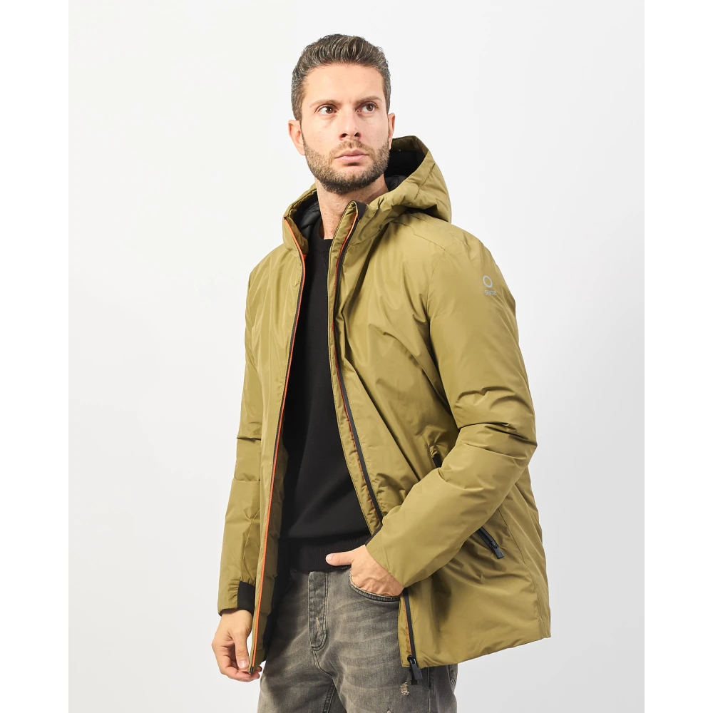 Suns Groene hoodie met ritssluiting zakken Green Heren