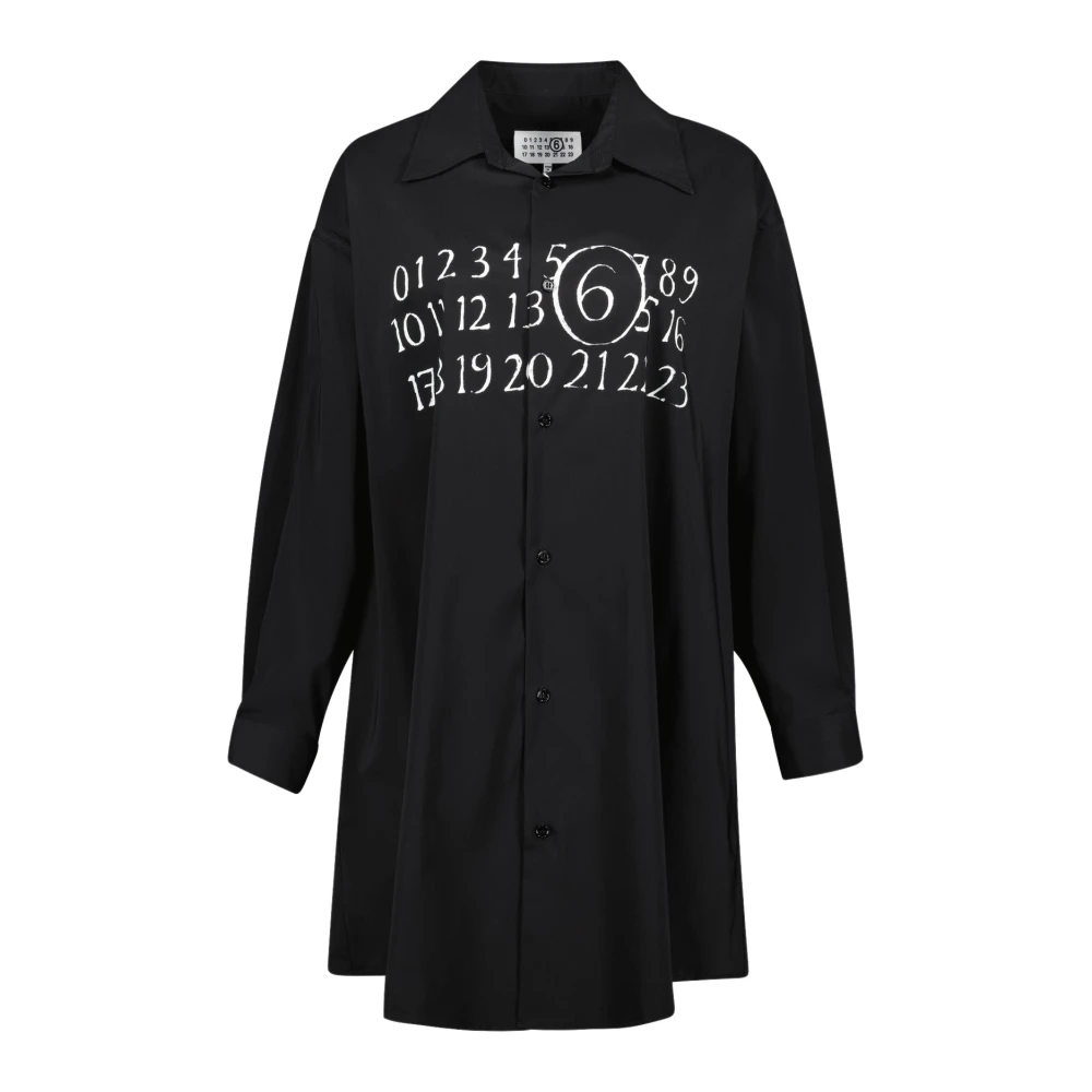 MM6 Maison Margiela Geprintte Shirt Dress Black Dames