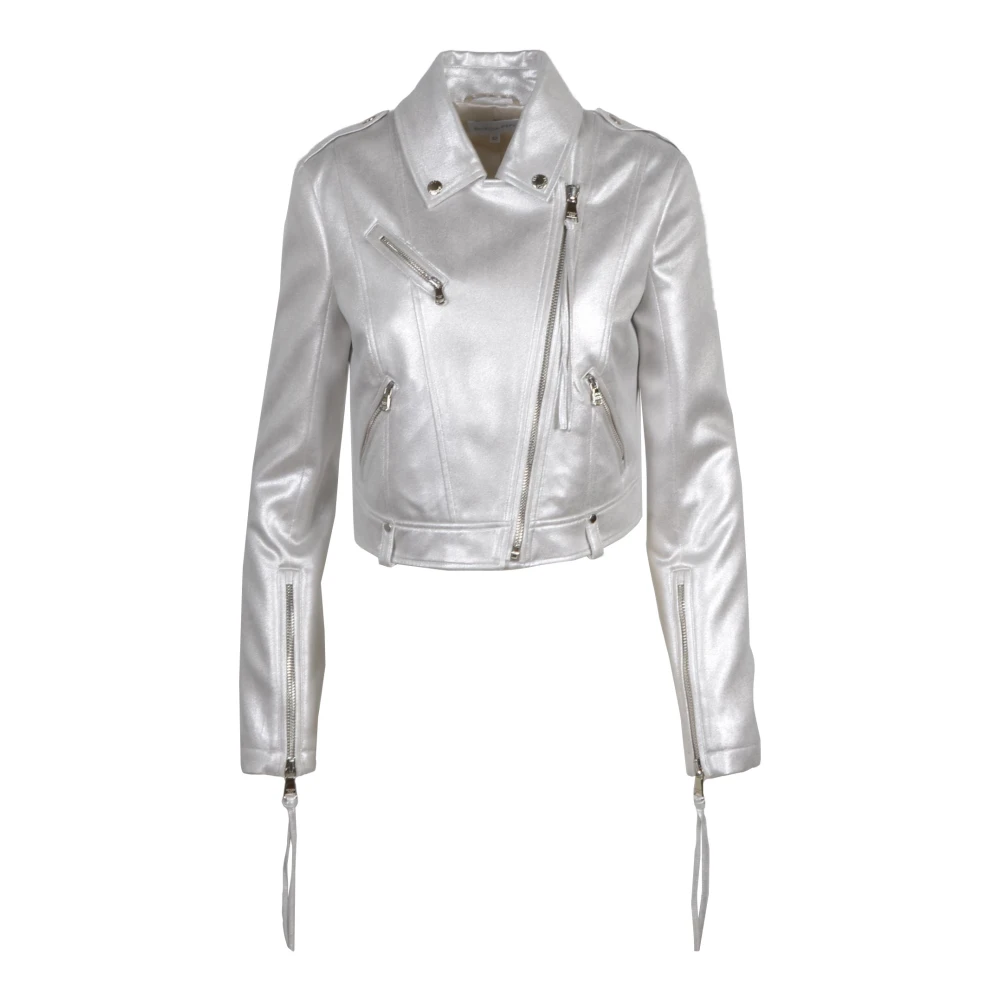 PATRIZIA PEPE Zilveren Zip Blazer met zijzakken Gray Dames