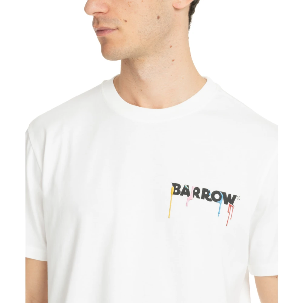 Barrow Gestreept Logo T-shirt White Heren