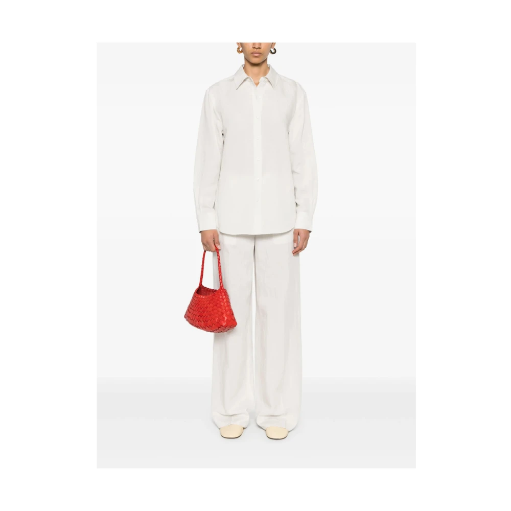 Calvin Klein Witte broek met knoopsluiting en zakken White Dames