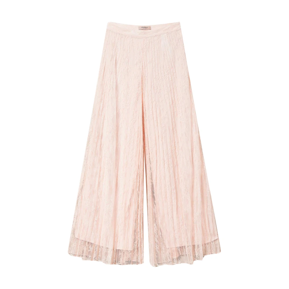 Twinset Women's Pink Lace Palazzo Trousers