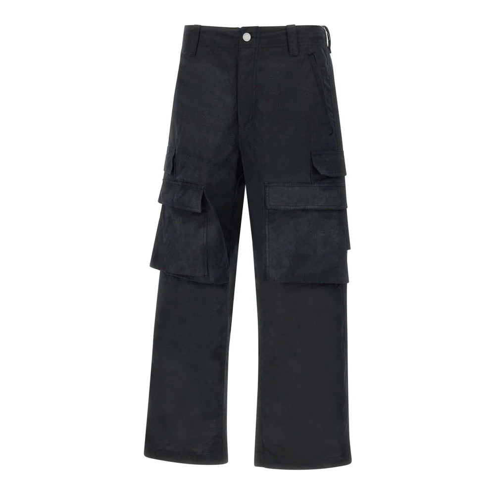 Purple Brand Cargo Broek Zwart Katoen Leer Black Heren