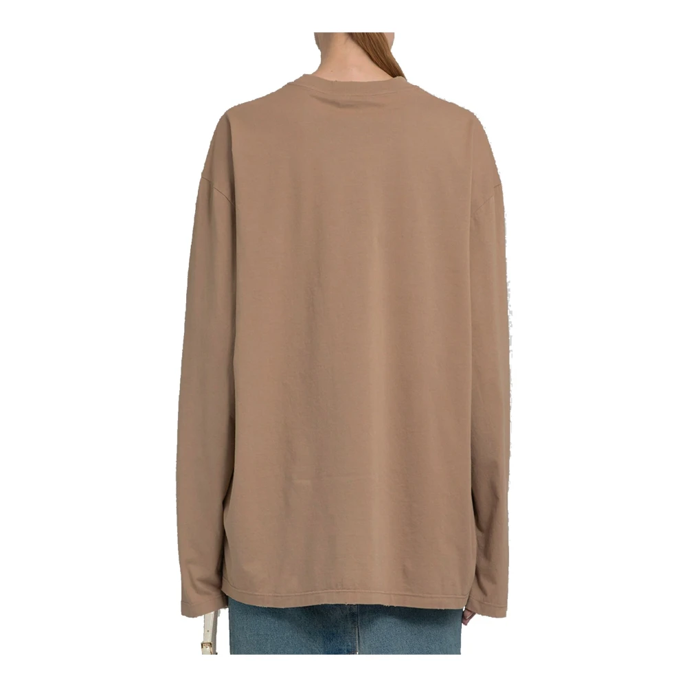 Prada Bruine Katoenen Ronde Hals T-Shirt Brown Dames