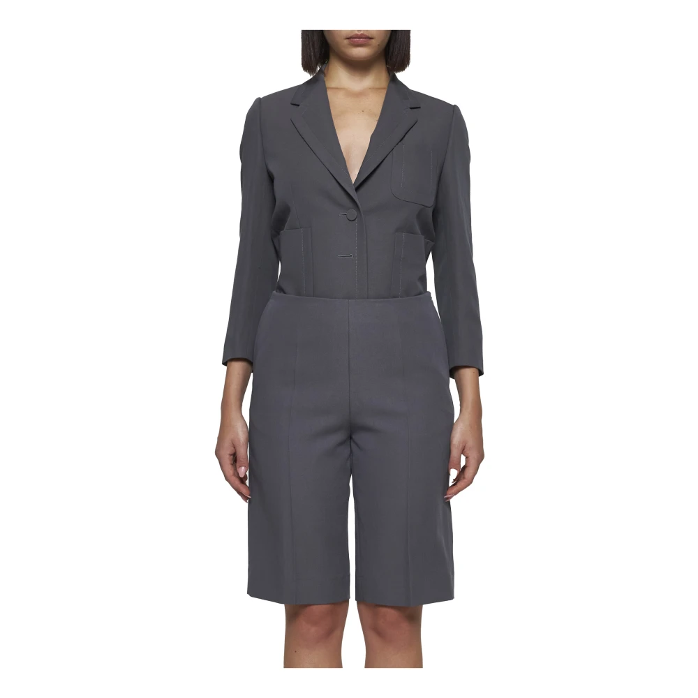 Dries Van Noten Beige Wollen Blend Shorts Rechte Pijp Gray Dames
