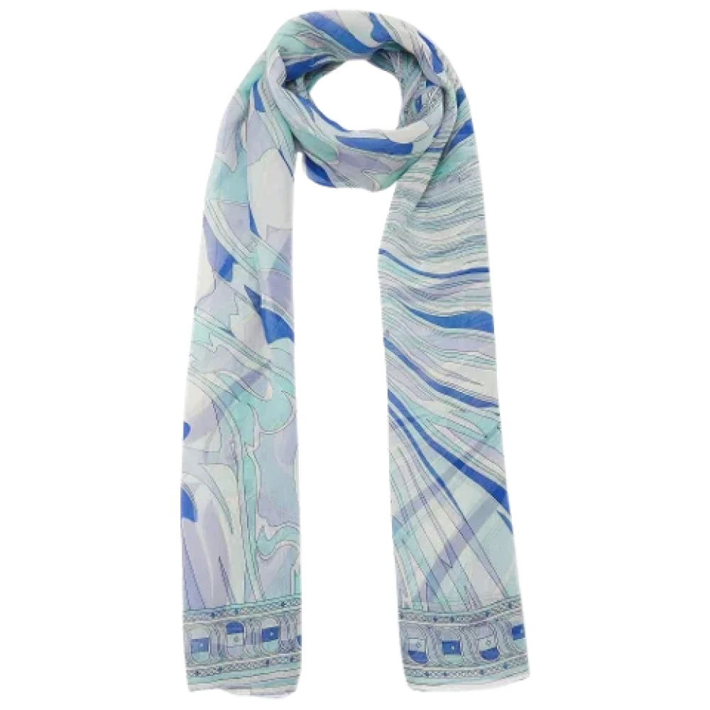 Emilio Pucci Pre-owned Silk scarves Blue Dames