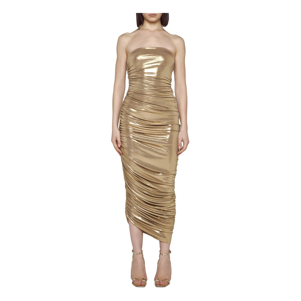 Norma Kamali Gouden Strapless Diana Jurk Yellow Dames