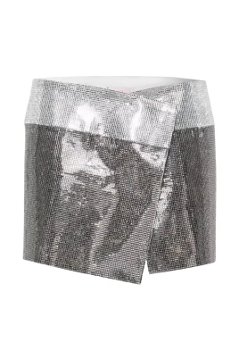 Metallic Rhinestone Mini Skirt