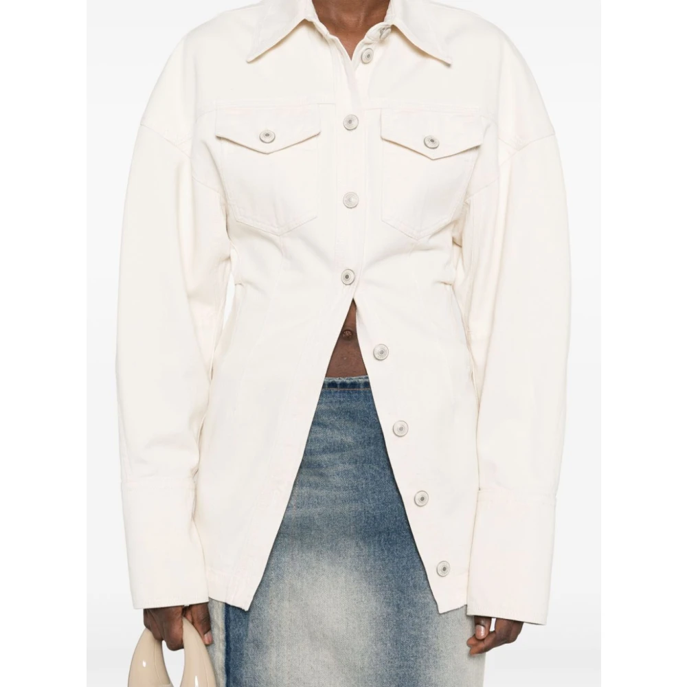 SPORTMAX Beige Geknoopte Jas met Dart Detailering Beige Dames