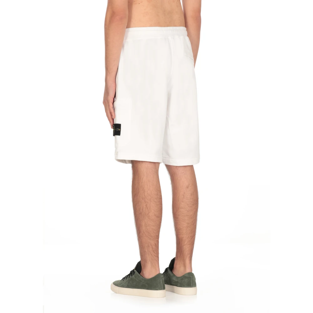 Stone Island Witte katoenen Bermuda shorts met zakken White Heren