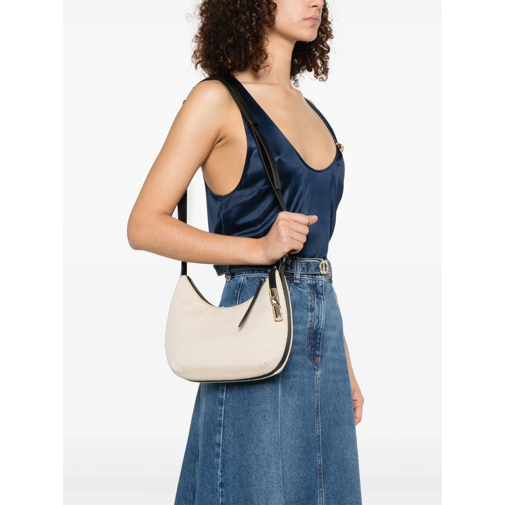 Furla Natuurlijk Zwart Druppel Stijl Handtas Beige Dames