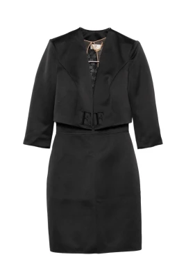 Duchess Satin Dress with Tulle Back and Jacket
