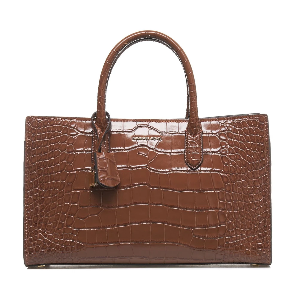 Michael Kors Bruine Krokodillen Handtas met Afneembare Band Brown Dames