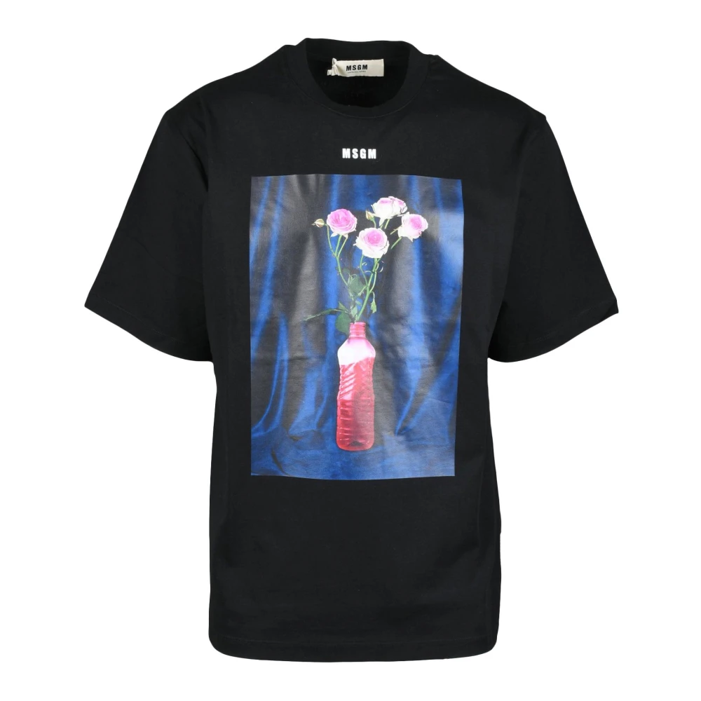 Msgm Katoenen T-shirt met uniek ontwerp Black Heren