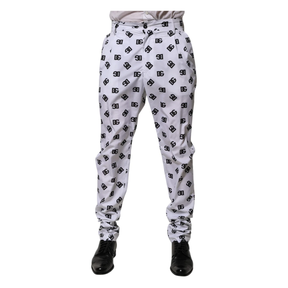 Dolce & Gabbana Women's White Logo Cotton Skinny Denim Trouser Trousers - Slim-Fit Trousers - M - Trousers