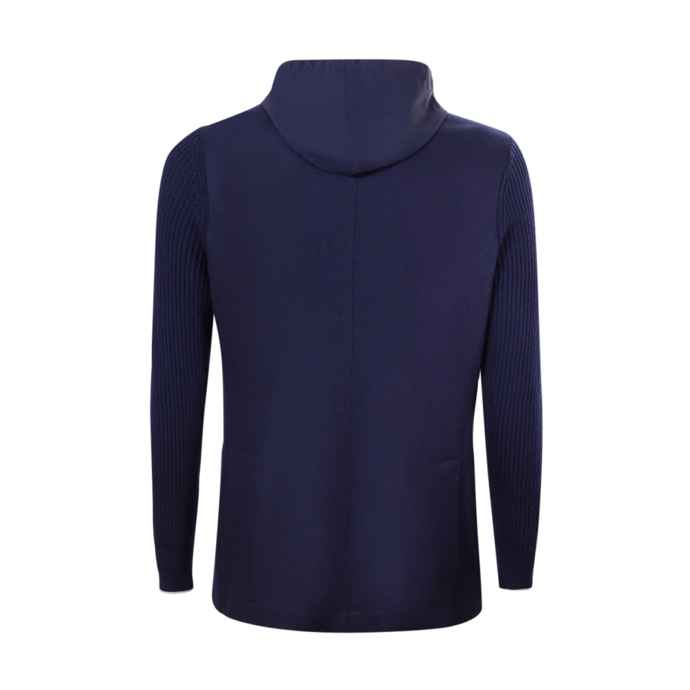 Eleventy Blauwe Wollen Kasjmierjas met Capuchon Blue Heren