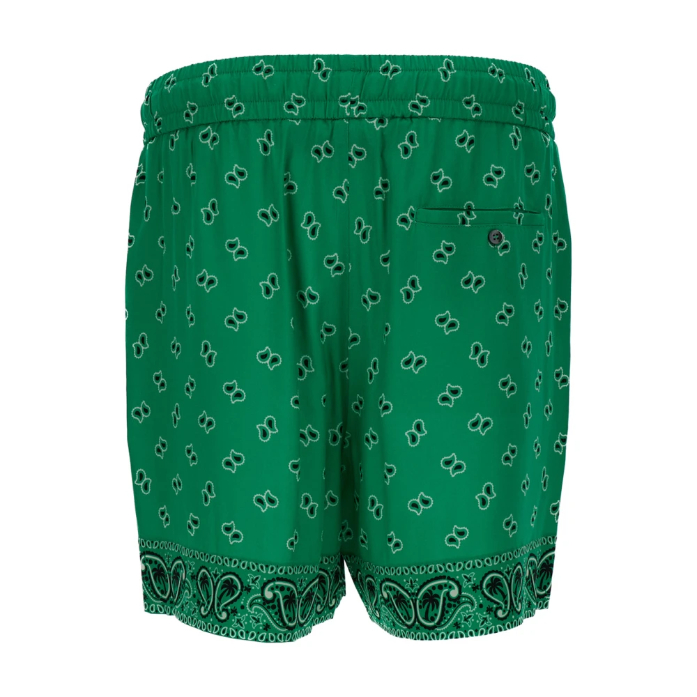 Palm Angels Groene Paisley Shorts Green Heren
