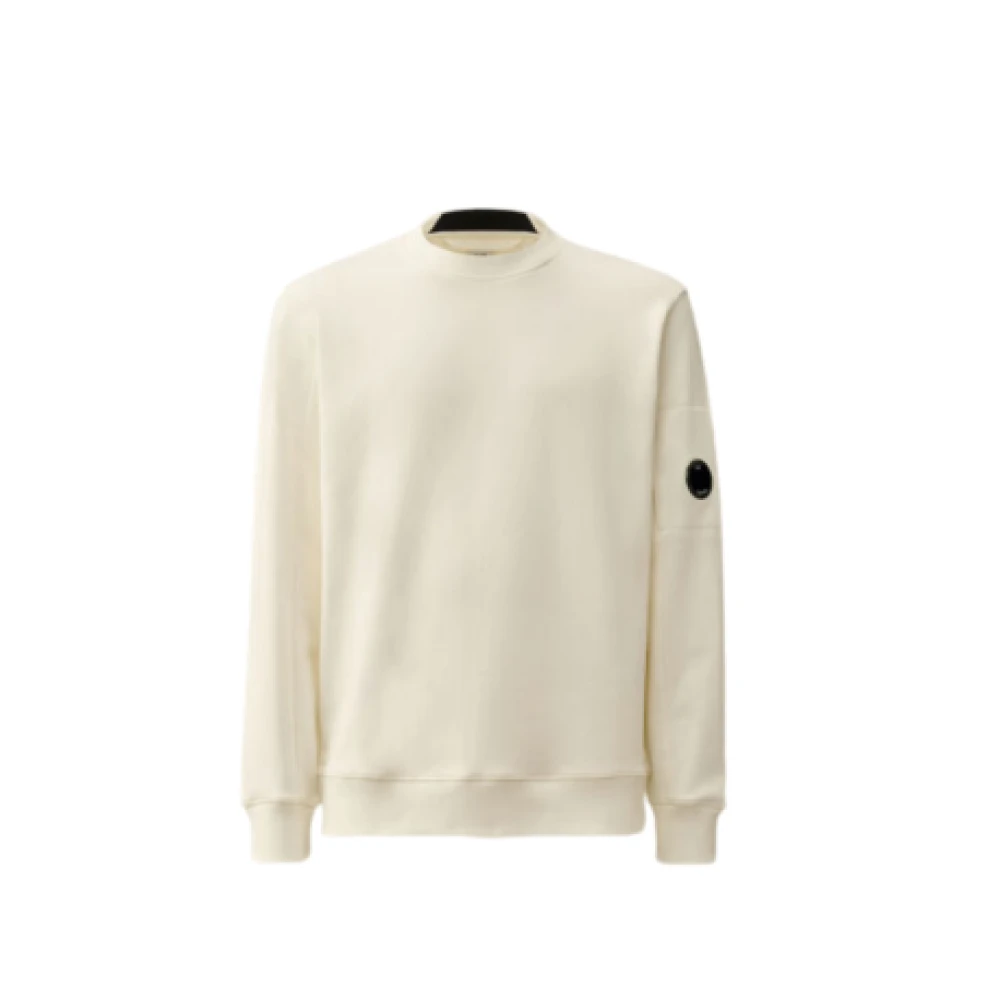 C.p. Company Men's White Sweatshirts, Xl, Raised Fleece Sweatshirt Diagonal Style