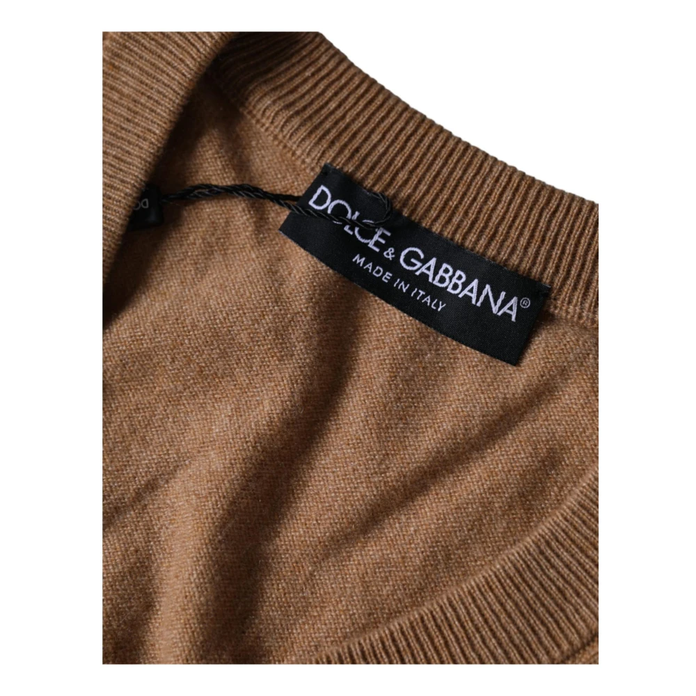Dolce & Gabbana Luxe Cashmere V-hals Pullover Sweater Brown Heren