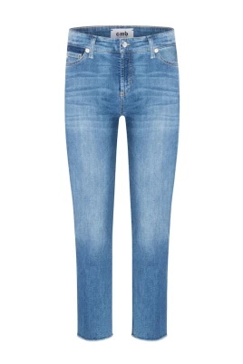 Glam Used Jeans med fransad fåll