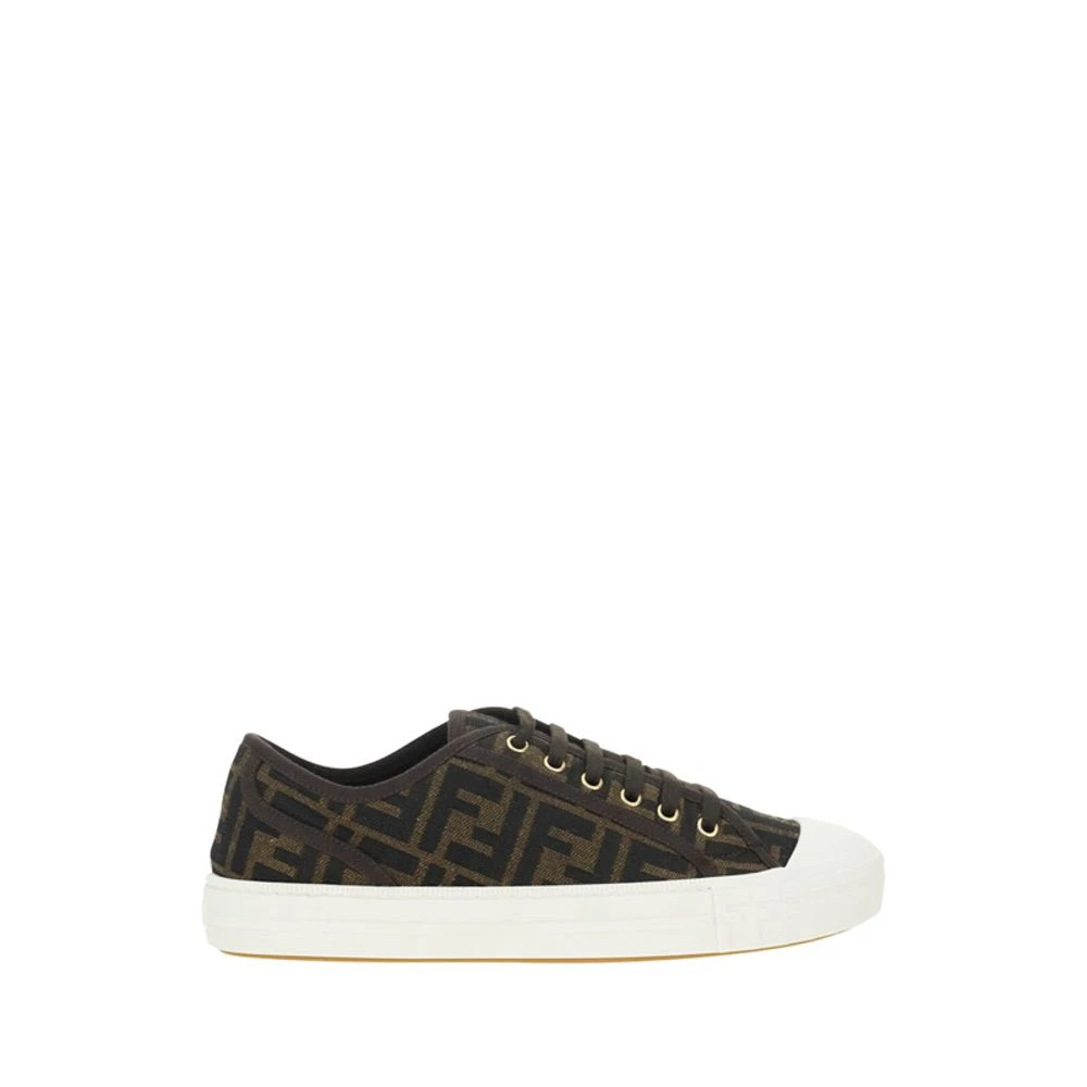 Fendi Men's Brown Sneakers, 9 Uk, Monochrome Urban Trainers