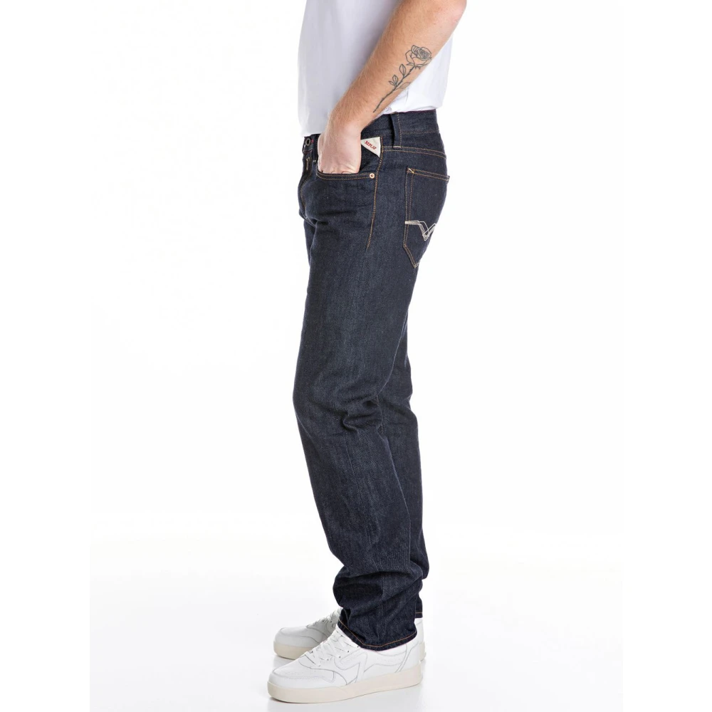 Replay Deep Indigo Regular Denim Jeans Blue Heren