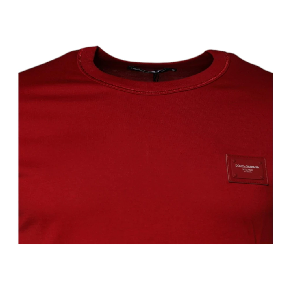 Dolce & Gabbana Rode Katoenen Crew Neck T-shirt Red Heren
