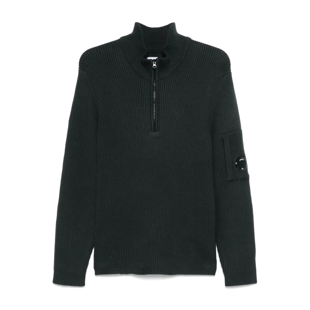 C.p. Company Men's Black Rib Jumper In Cotton Nylon - Turtlenecks - 2XL - Knitwear