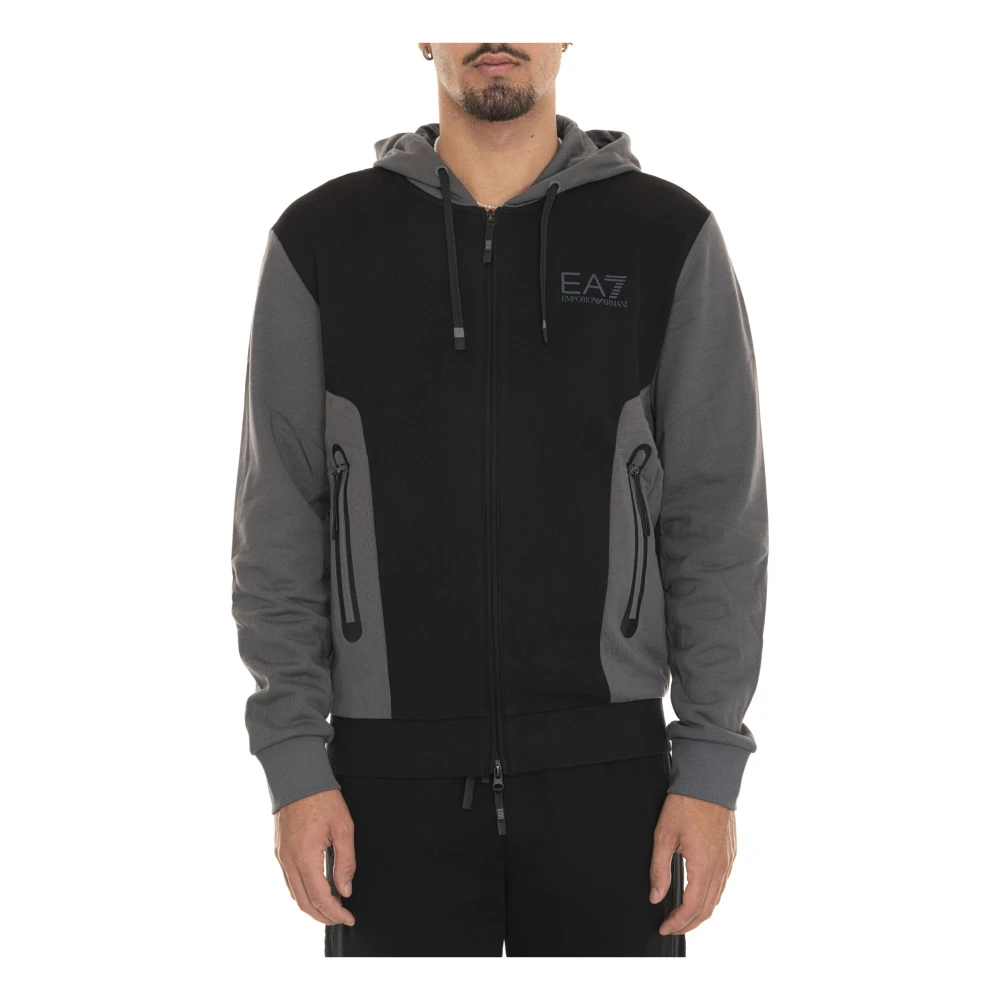 Emporio Armani EA7 Hoodie met rits en zakken Multicolor Heren