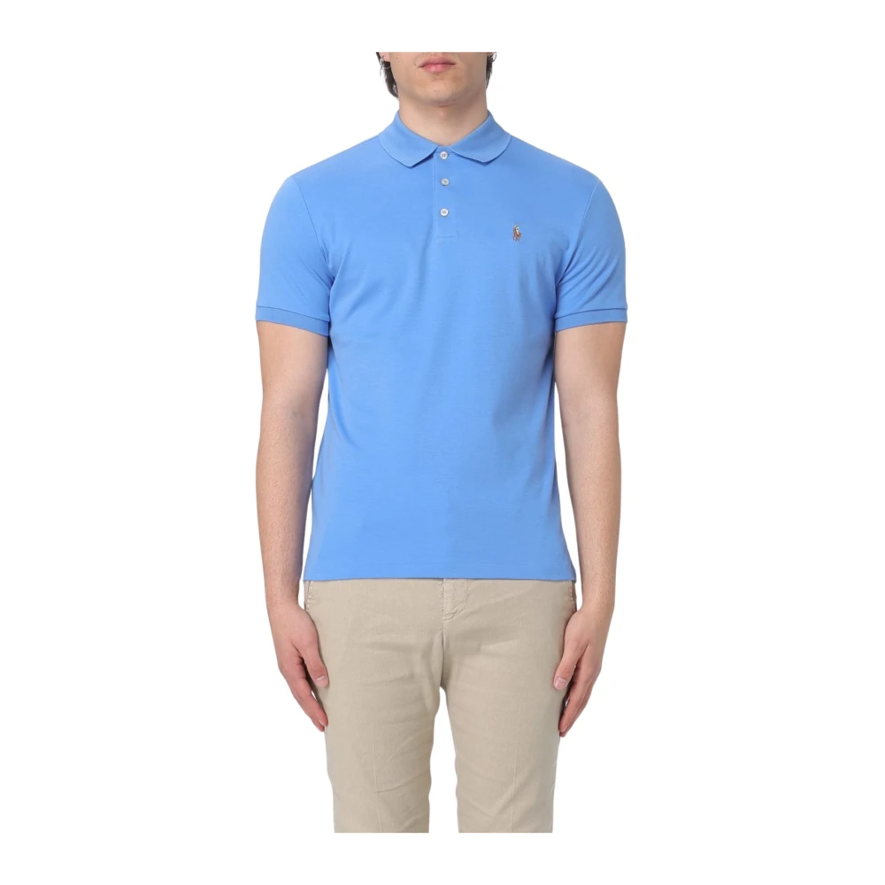 Ralph Lauren Blauw Poloshirt met korte mouwen Custom Slim Fit Blue Heren