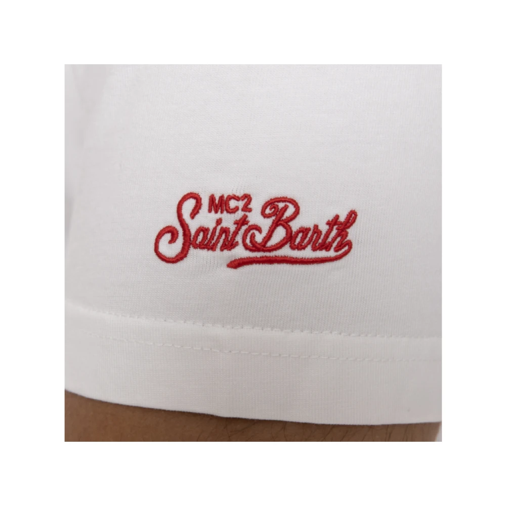MC2 Saint Barth Geborduurde Topless T-shirt Korte Mouw White Heren