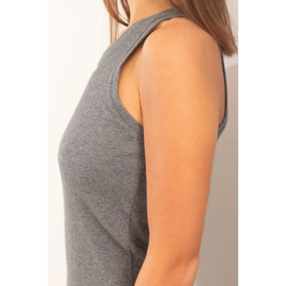 pinko Ribgebreide tanktop met Distinto-logo Gray Dames