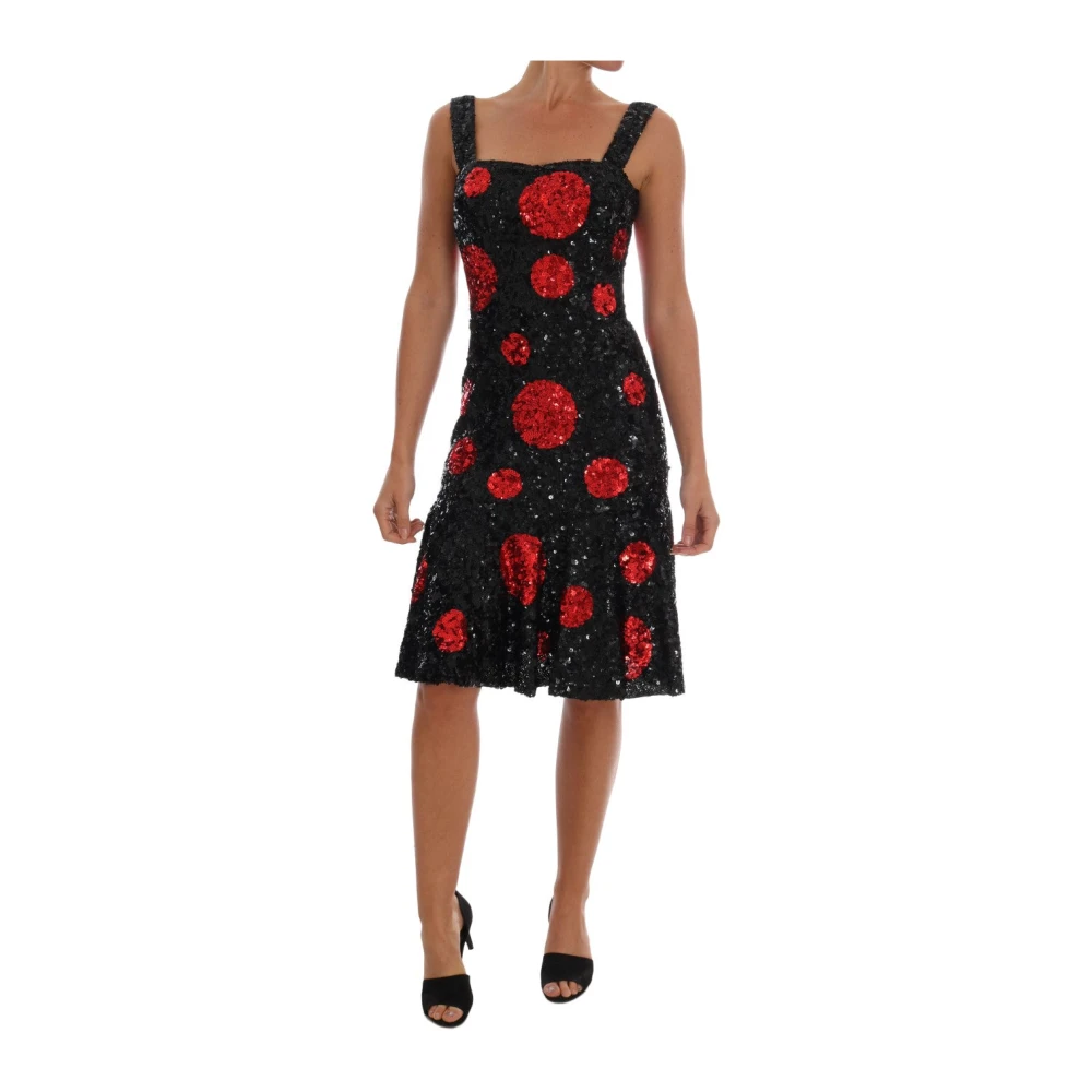 Dolce & Gabbana Women's Black/Red Polka Sequined Shift Dress