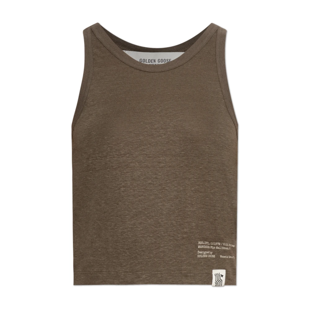 Golden Goose Donna Marrone - Canotta In Lino - Tops - Xs