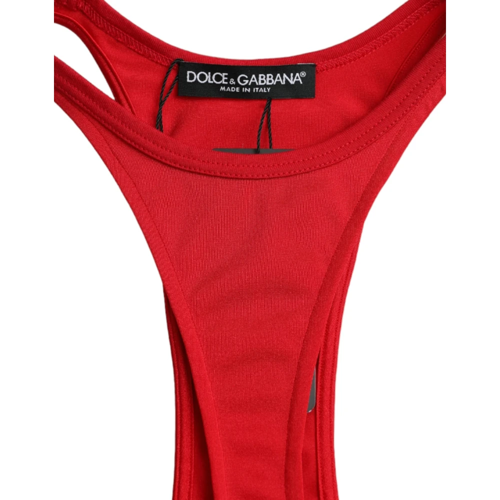 Dolce & Gabbana Rode Nylon Stretch Bodycon Mini Jurk Red Dames