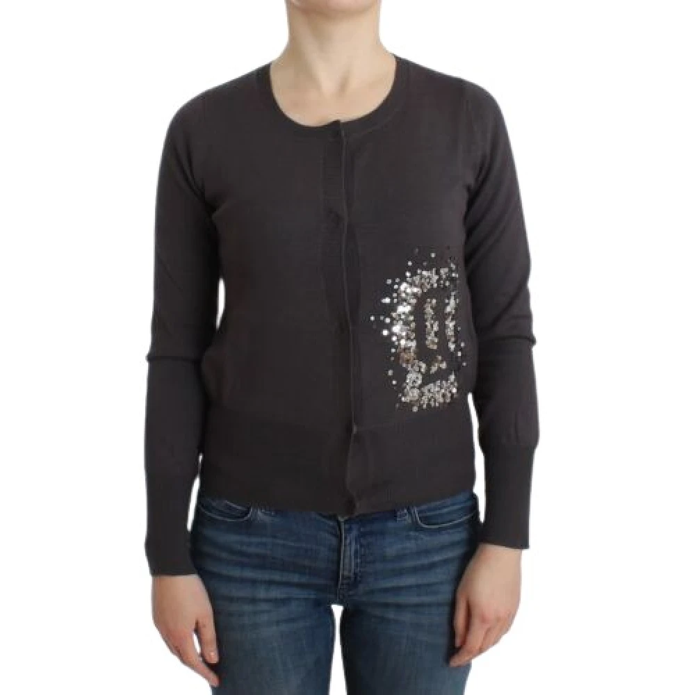 John Galliano Women's Purple Cardigans, Xs, Wool Sequined Cardigan Knit Jumper