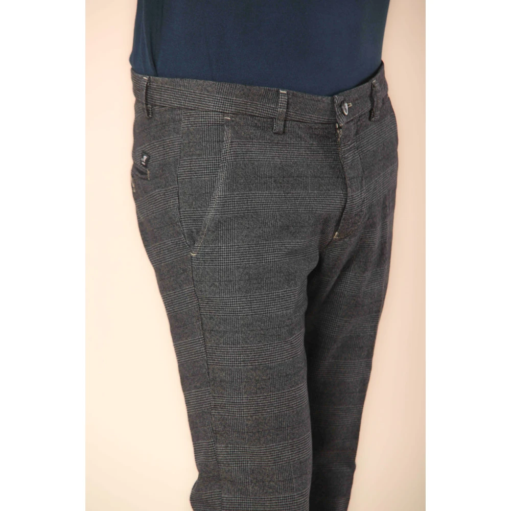 Mason's Slim Fit Katoenen Chino Broek met Ruitpatroon Gray Heren