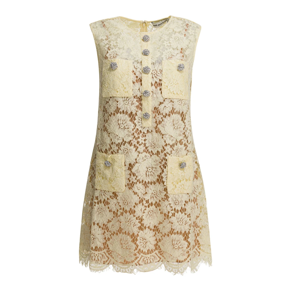 Self Portrait Women's Yellow Short Dresses, M, Dresses Clothing Ss26