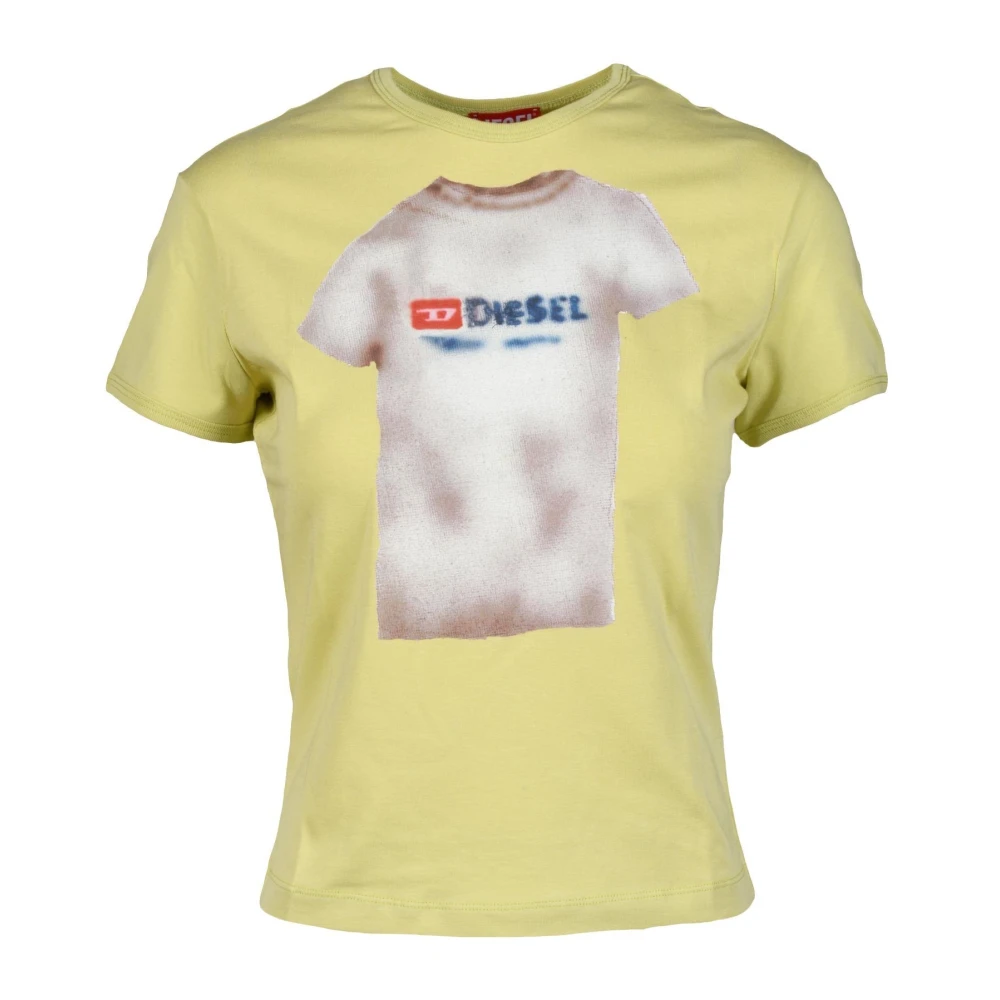 Diesel Katoen Elastaan T-shirt Yellow Dames