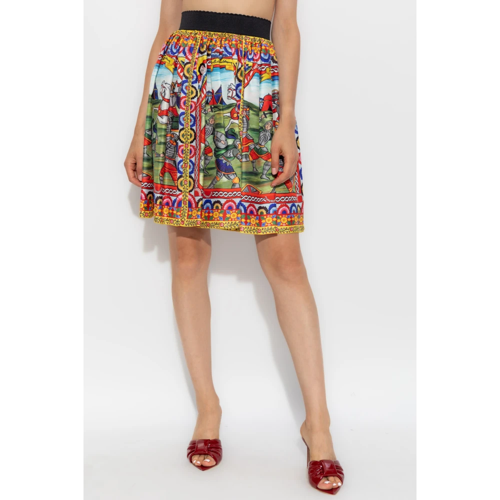 Dolce & Gabbana Zijden rok met Carretto-patroon Multicolor Dames